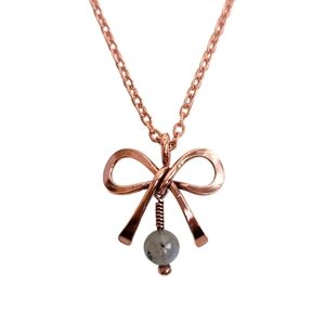 Labradorite Necklace Jewelry Women Ribbon Copper Crystal Stone Bead Handmade Art